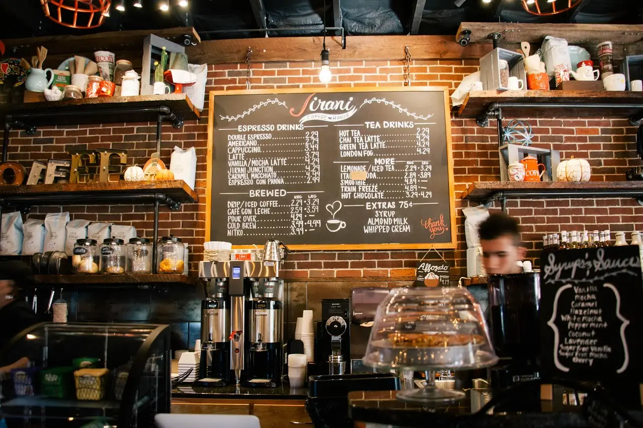 Fieldnote Provisions shop interior with chalkboard menu and packed shelves